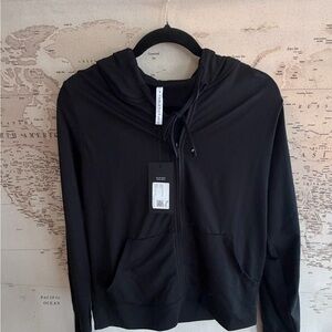 Fabletics Black Full-Zip Hoodie with Drawstring Hood